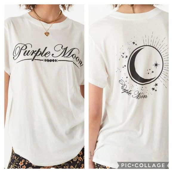 Spell & the Gypsy  Purple Moon Organic Boyfriend Tee Off White NWT Small - Picture 2 of 8